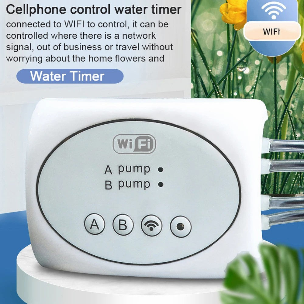 Dual-Pump Remote Water Timer Potted Plant Smart WiFi Watering Device with 20m Water Pipe+30 Emitters Dual-Pump Remote Water Timer Potted Plant Smart WiFi Watering Device with 20m Water Pipe+30 Emitters
